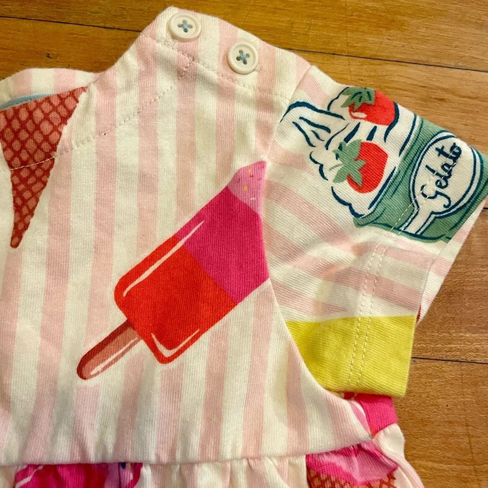 Mini Boden Short Sleeve Printed Tunic in Vintage Pink Ice Cream Stripe - Picture 4 of 8